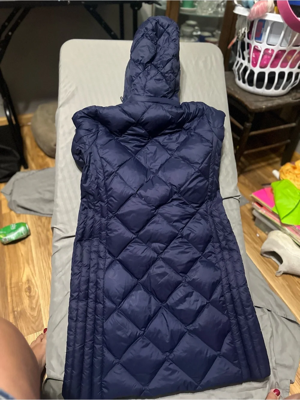 Michael Kors Navy Hooded Quilted Puffer Coat